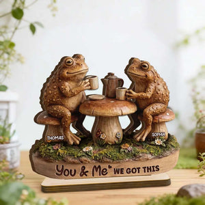 Together Until We Croak 2D Flat Toad Couple In Garden - Personalized Wooden Plaque - Gift For Him, Gift For Her