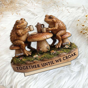 Together Until We Croak 2D Flat Toad Couple In Garden - Personalized Wooden Plaque - Gift For Him, Gift For Her