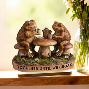 Together Until We Croak 2D Flat Toad Couple In Garden - Personalized Wooden Plaque - Gift For Him, Gift For Her
