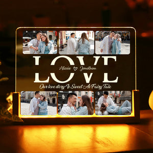 Our Love Personalized Night Light, Custom Acrylic Plaque with Photos, Customize LED Lamp Picture Frame Gift For Couple Valentine's Gift Anniversary Gift