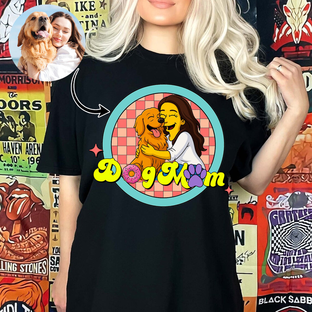 Dog Mom Simpsonized Portrait Custom Your Photo - Personalized Photo Shirt Gift For Dog Mom, Dog Lovers, Birthday Gift