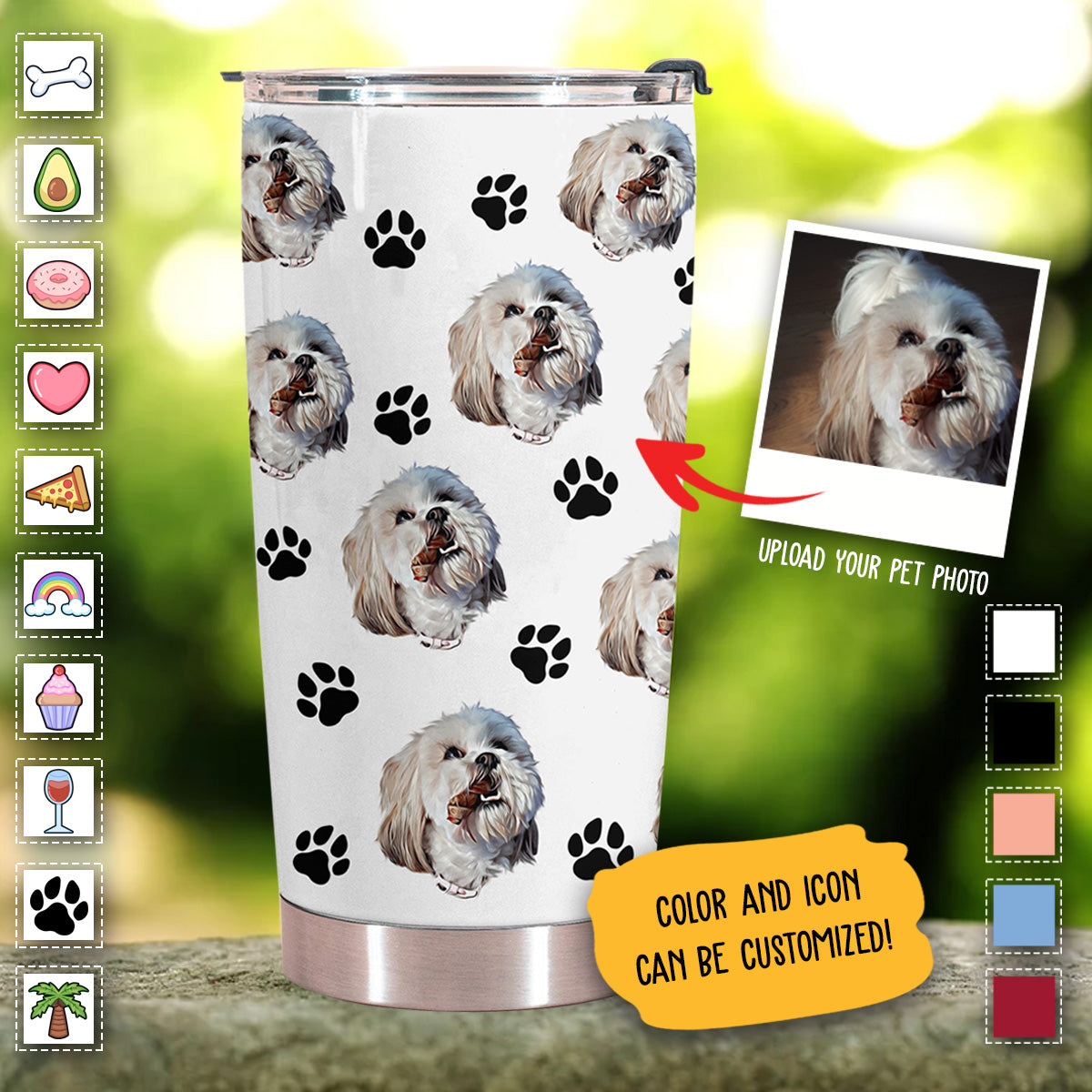 Personalized Dog Paw Photo Tumbler
