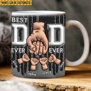 Best Dad Ever Fist Bump - Personalized 3D Inflated Effect Printed Mug - Gift For Father