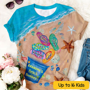 Grandma's Beach Buddies Summer Flip Flop - Personalized 3D Shirt - Gift For Grandma, Summer Vacation