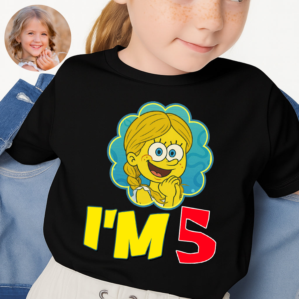 SpongeBob SquarePants Birthday Personalized Kids Shirt Family Shirts Customize Photo For Kid Cartoonize Shirt Birhday Gift For Boy, Girl
