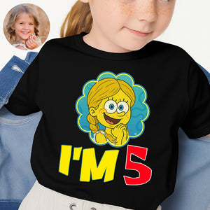 SpongeBob SquarePants Birthday Personalized Kids Shirt Family Shirts Customize Photo For Kid Cartoonize Shirt Birhday Gift For Boy, Girl