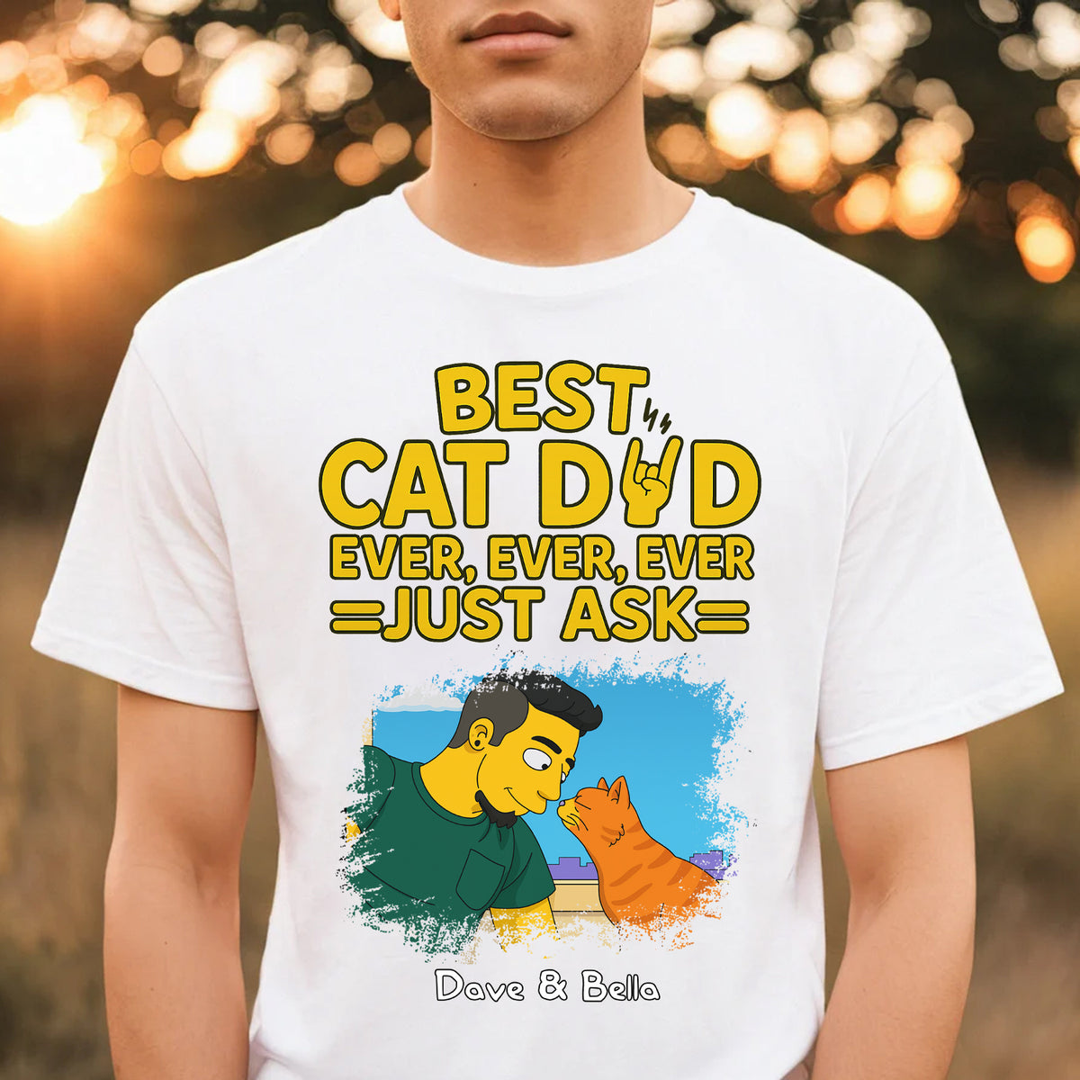 Best Cat Dad Ever Ever Ever Just Ask Simpsonize Potrait Personalized Cat Dad Shirt, Gift For Cat Lovers, Pet Lovers Gift Custom Your Photo To Cartoon Style Shirt