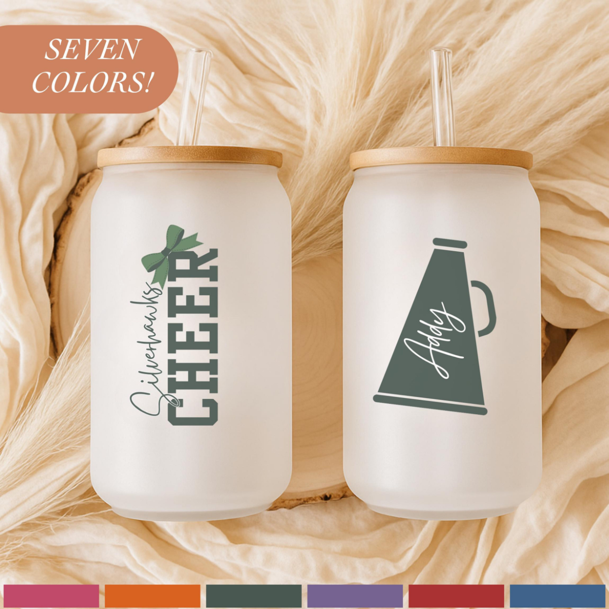 Custom Cheer Cup Cheer Team Gifts, Glass Tumbler Cheerleader Gifts, Cheerleading Glass With Name, Custom Cheer Iced Coffee Cup Cheer Camp Gift