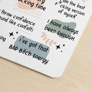 Funny Large Desk Mat - Bad B*Tch Affirmations - For Coworkers, Friends, Self Gift - Personalized Desk Mat