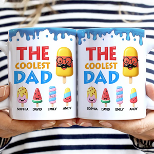 The Coolest Pop Grandpa Dad - Personalized White Edge-to-Edge Mug