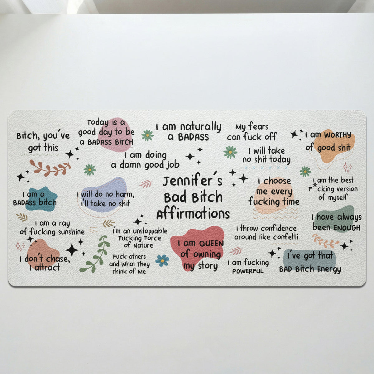 Funny Large Desk Mat - Bad B*Tch Affirmations - For Coworkers, Friends, Self Gift - Personalized Desk Mat