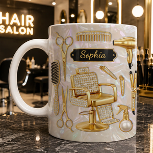 Gold Salon Tools Design - Personalized Hair Stylist Luxury Mug