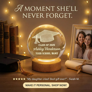 Class Of Graduation Senior Illusion Graduation Cap - Personalized Crystal Ball LED Night Light
