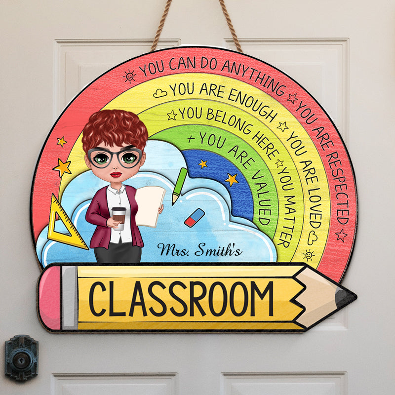 You Are Valued - Teacher Personalized Custom Shaped Home Decor Wood Sign - House Warming Gift For Teacher, Back To School