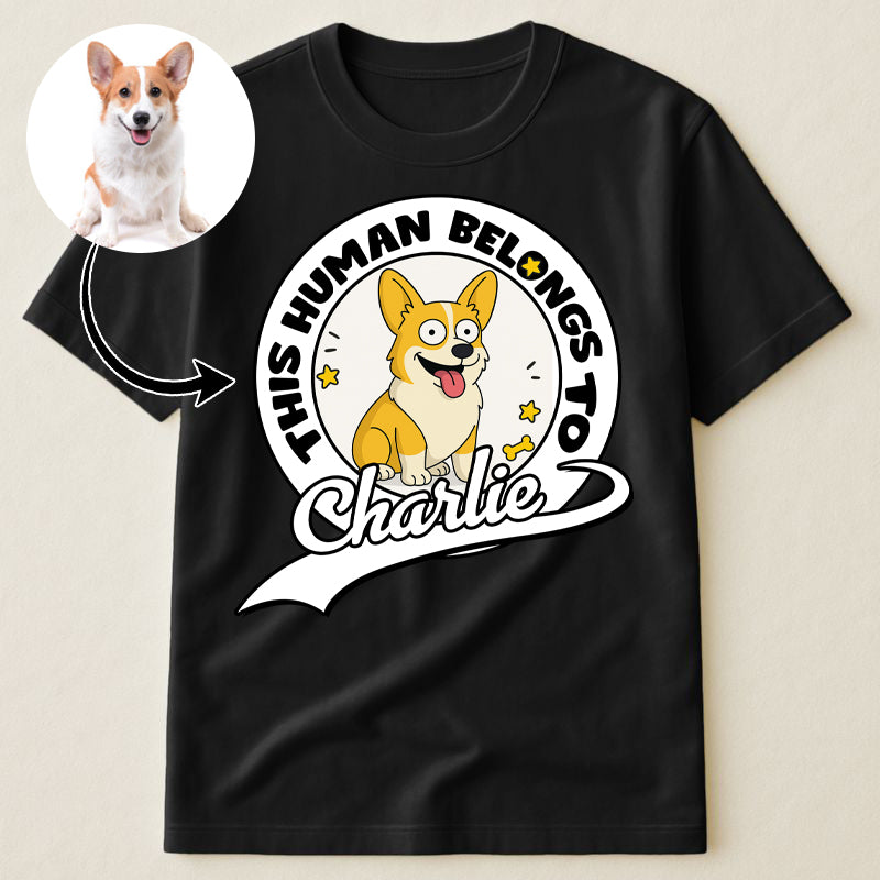 This Human Belongs To Dogs, Personalized Simpsonize Photo Shirt, Funny Gifts For Dog Lovers Gift For Dog Mom, Dog Dad