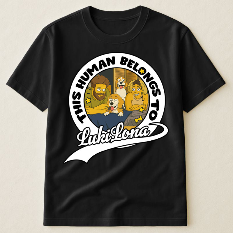 This Human Belongs To Dogs, Personalized Simpsonize Photo Shirt, Funny Gifts For Dog Lovers Gift For Dog Mom, Dog Dad