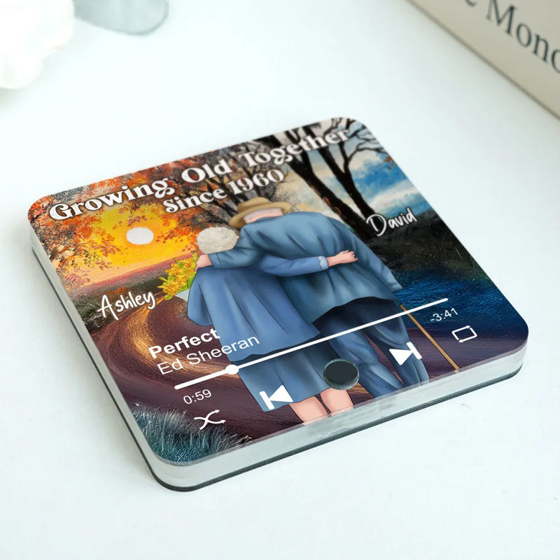 Old Couple Growing Old Together Since Personalized Music Fridge Magnet, Heartfelt 2025 Gift For Couple, For Him, For Her, Boyfriend, Girlfriend, Husband, Wife