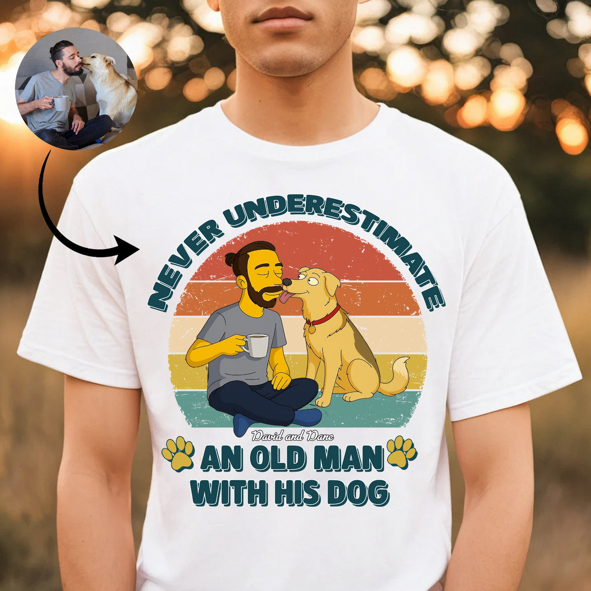 Never Underestimate An Old Man With His Dogs - Simpsonize Custom Photo Dog Personalized Custom Unisex T-shirt, Hoodie, Sweatshirt - Gift For Pet Owners, Pet Lovers