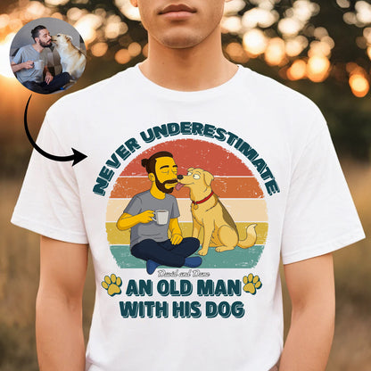 Never Underestimate An Old Man With His Dogs - Simpsonize Custom Photo Dog Personalized Custom Unisex T-shirt, Hoodie, Sweatshirt - Gift For Pet Owners, Pet Lovers
