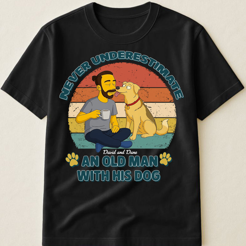Never Underestimate An Old Man With His Dogs - Simpsonize Custom Photo Dog Personalized Custom Unisex T-shirt, Hoodie, Sweatshirt - Gift For Pet Owners, Pet Lovers