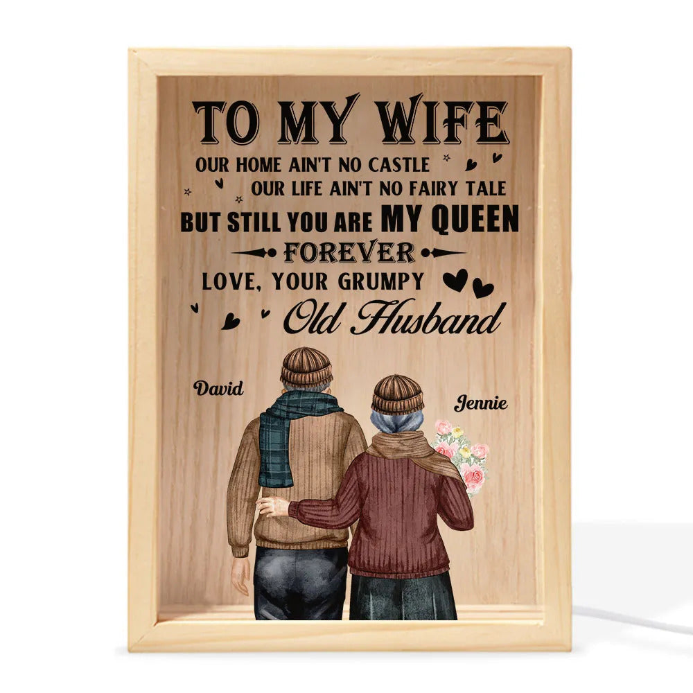 You Are My Queen Forever - Couple Personalized Custom Night Light Frame - Gift For Husband Wife, Anniversary Gift For Wife Christmas Gift For Couple Valentine Day Gift