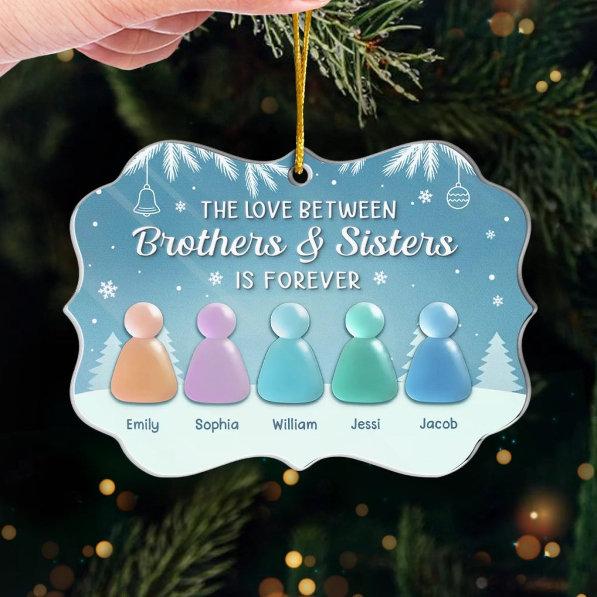 Custom Sea Glass Acrylic Ornament - Personalized Ornament - Christmas Birthday Gifts For Brother, Sister, Family