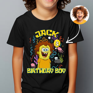 Personalized Spongebob Birthday Family Shirts Customize Photo For Kid Cartoonize Shirt Birhday Gift For Boy, Girl