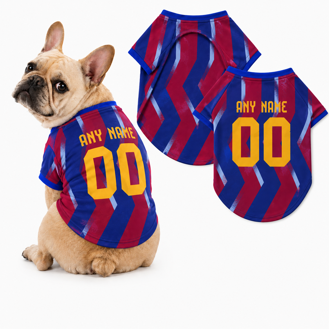 Barcelona Dog T-Shirt Jersey Style Custom Name and Number Pet Clothes Gifts