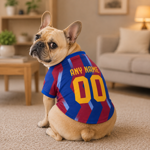 Barcelona Dog T-Shirt Jersey Style Custom Name and Number Pet Clothes Gifts