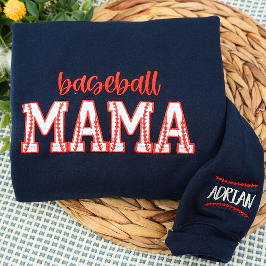 Baseball Mama Sweatshirt, Custom Embroidered Gifts for Baseball Mom, Mother's Day Gift, Sport Mom