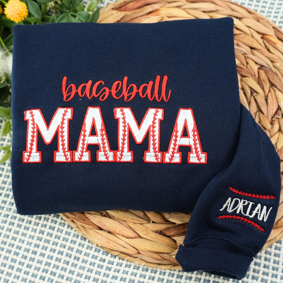 Baseball Mama Sweatshirt, Custom Embroidered Gifts for Baseball Mom, Mother's Day Gift, Sport Mom