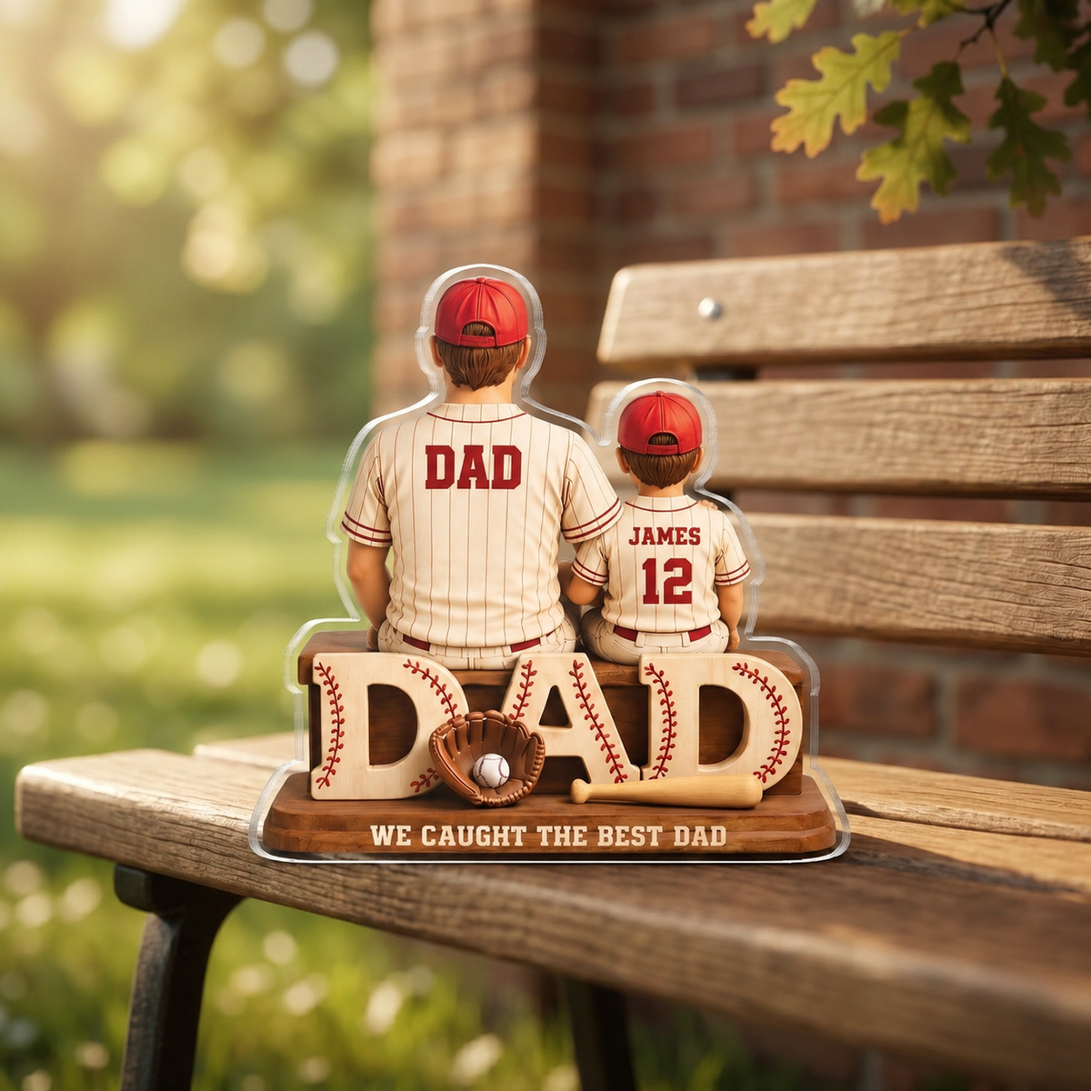 We Caught the Best Dad Baseball, Personalized 2D Acrylic Plaque, Custom Father's Day Gift for Dad, Gift for Husband, Grandpa, Heartfelt Gift