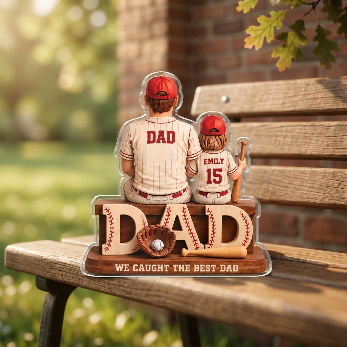 We Caught the Best Dad Baseball, Personalized 2D Acrylic Plaque, Custom Father's Day Gift for Dad, Gift for Husband, Grandpa, Heartfelt Gift