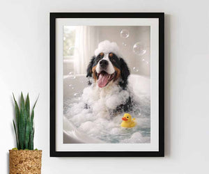 Bath Time - Custom Pet In Bathtub Canvas & Poster Print, Animal in Tub Funny Bathroom Art, Custom Dog Cat Portrait, Funny Pet Portrait, Gift for Pet Lover