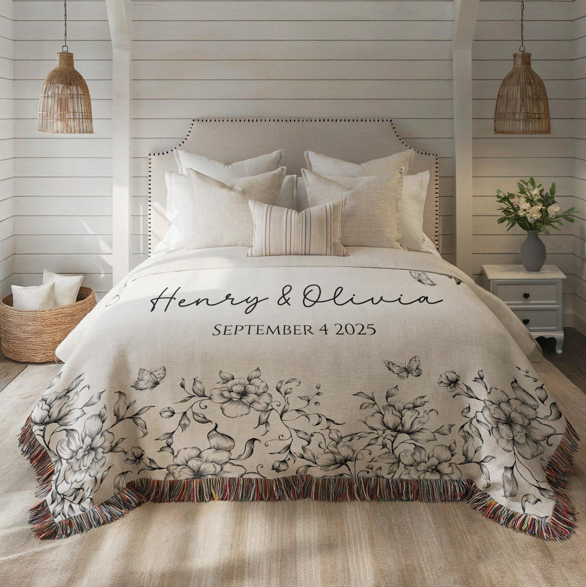Personalized Wedding Blanket with Names & Date, Anniversary Engagement Throw, Custom Couple Gift, Bridal Shower or Bachelorette Present bb24dc83-14ed-445a-971b-3cdf84b52b43-2.jpg