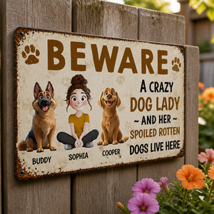 Beware Crazy Dog Lady Custom Portrait Metal Sign - Personalized Metal Sign bb2accaf-8783-4e94-9bbb-174d23edb05f.jpg