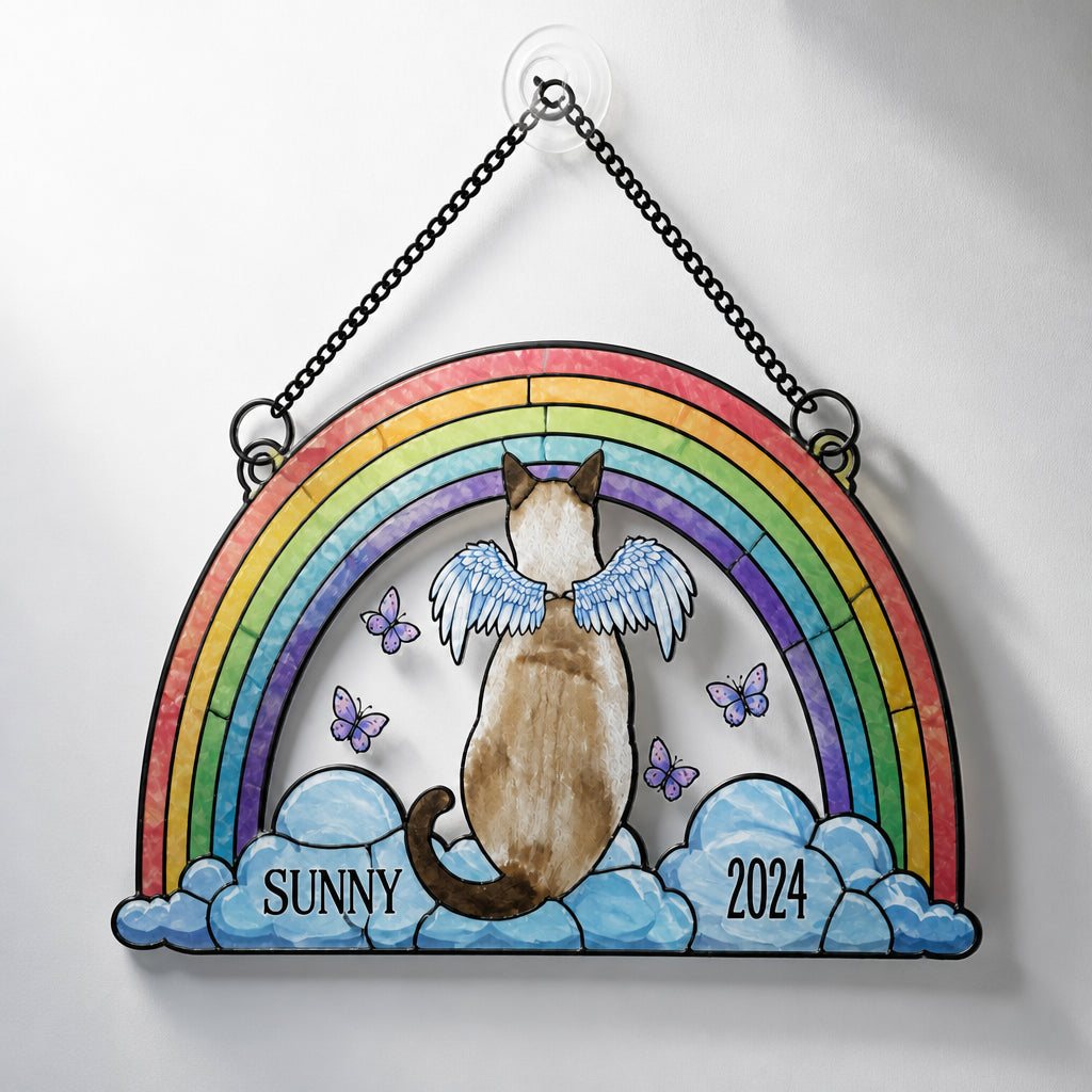 Rainbow Bridge Pet Memorial Stained-Glass Suncatcher – Photo to Watercolor with Name & Year - Personalized Suncatcher Stained Glass bb3633b7-6537-4ad3-9cb7-1ca336b42296.jpg