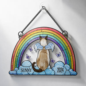 Rainbow Bridge Pet Memorial Stained-Glass Suncatcher – Photo to Watercolor with Name & Year - Personalized Suncatcher Stained Glass bb3633b7-6537-4ad3-9cb7-1ca336b42296.jpg