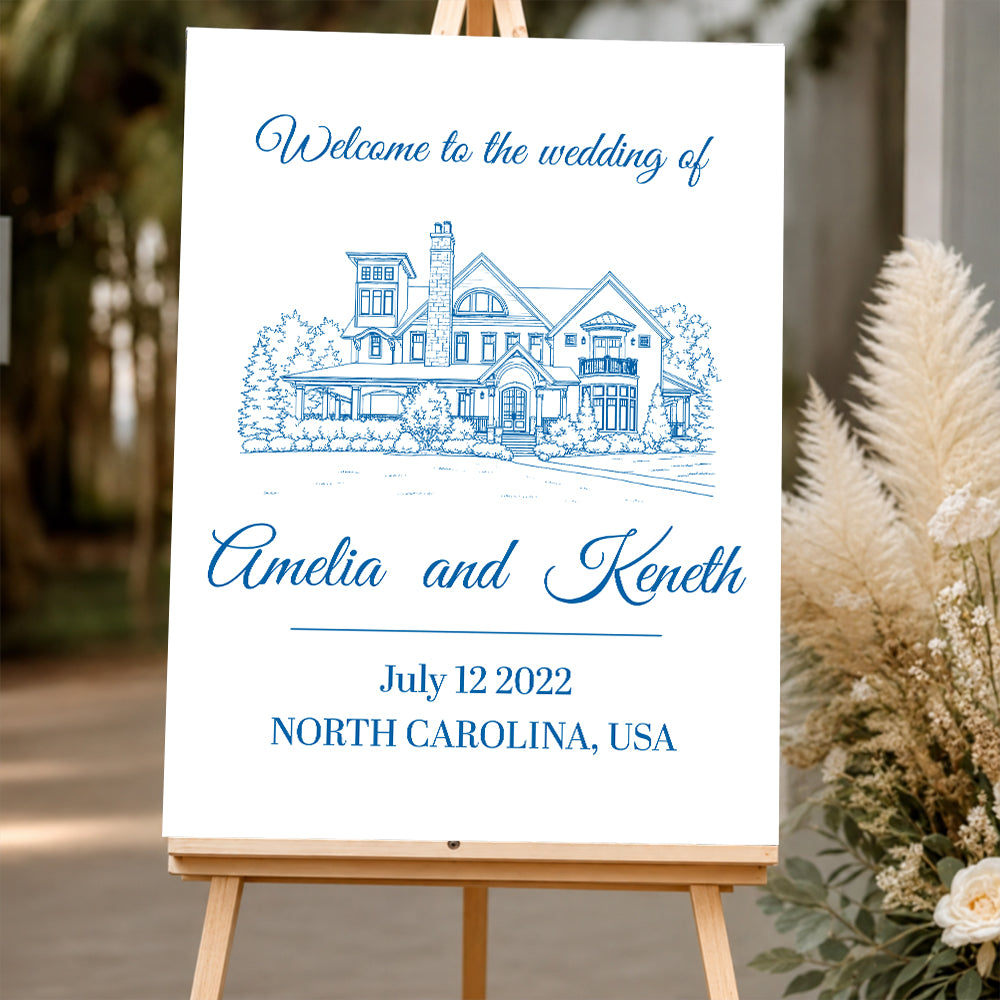 Welcome to Our Wedding Sign Illustration Drawing - Custom Name and Date Wedding Welcome Sign bb4ee280-7459-4be6-94a8-943d952d01cb-mk2-5-.jpg