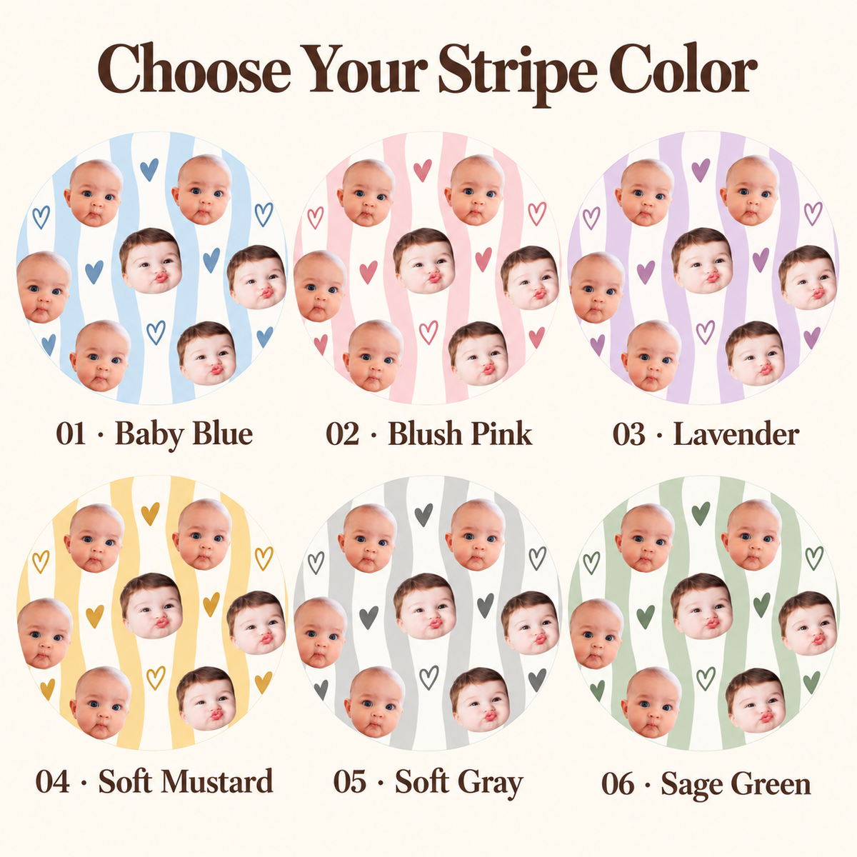 Personalized Baby Face Mug, Custom Photo Coffee Cup with Pink Stripes and Hearts, Mother’s Day Gift for Mom, Grandma and New Mom bb8ad5c4-d610-4485-bda9-f8628475a891-Baby-Face-Mug-Color-Swatches.png