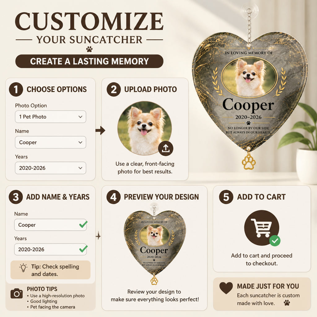 Pet Memorial Heart Stone – Photo, Name & Years (Granite Laurel) - Personalized 1 Layered Suncatcher with Charm bb96fa67-7256-4c46-a790-ec3052d477f1.jpg