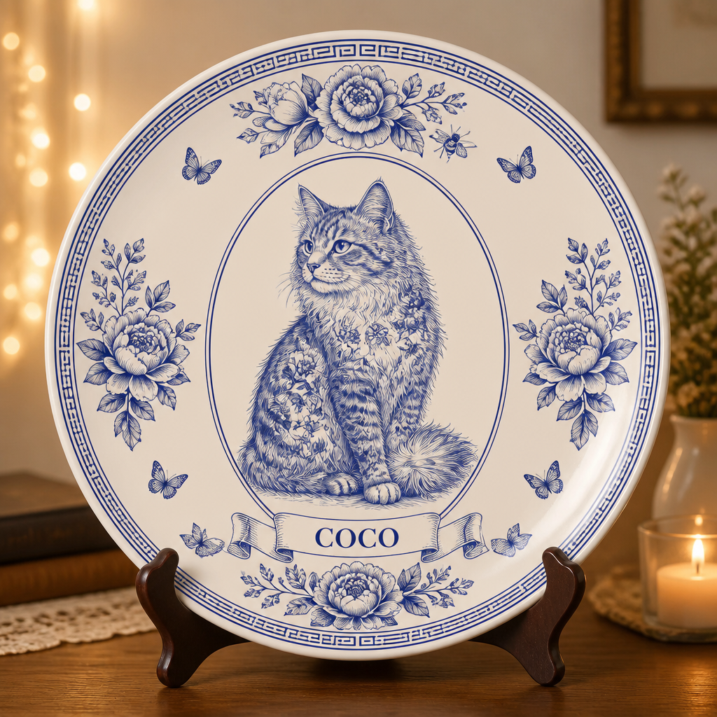 Cobalt Toile Cat Name Plate – Personalized - Personalized Personalized Ceramic Plate bbaf0398-a0bf-4c0a-849a-f7144ec81622.png