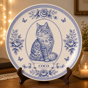 Cobalt Toile Cat Name Plate – Personalized - Personalized Personalized Ceramic Plate bbaf0398-a0bf-4c0a-849a-f7144ec81622.png