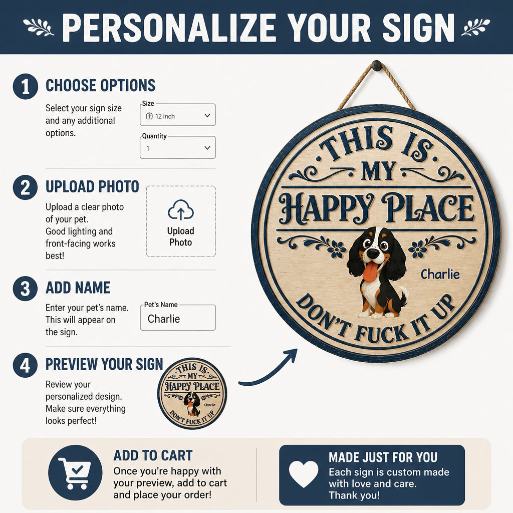 Dog Owner Happy Place Round Wood Sign – Custom Pet Cartoon & Name - Personalized Wood Sign bbb4719d-995b-4ff7-addb-3fc8937f372f.jpg