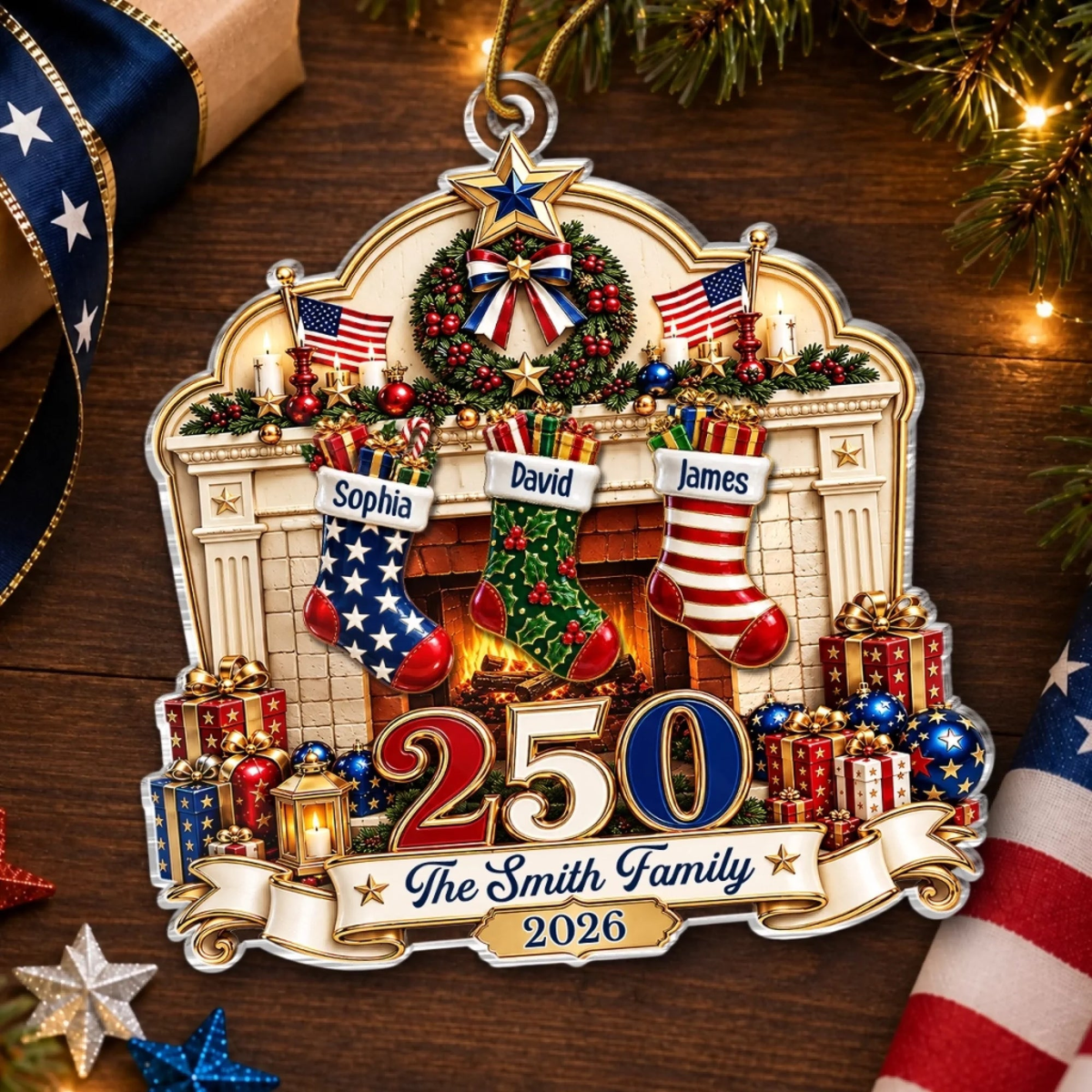 Our Family, Our Tradition America 250th Anniversary Christmas - Personalized Acrylic Ornament - Christmas Gift For Family bbb51bbd-9fa5-42b0-b000-1d3c5c3d5b09-banner-5_converted.png