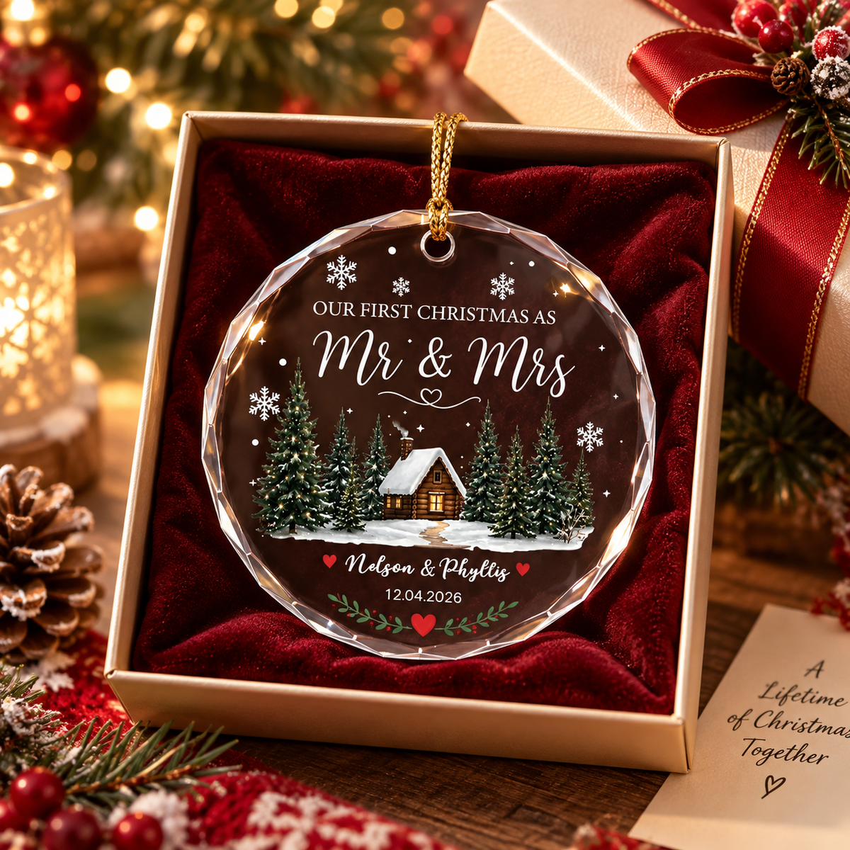 First Christmas Engaged Crystal Ornament for Couples, Personalized Names Xmas Keepsake, Winter Tree Design, Round Glass Christmas Bauble 2026 bbba5212-e41d-409f-ae42-cb3f0b38a7fb-96541b41-462e-4a3a-a6bf-d0d165c62b1d.png