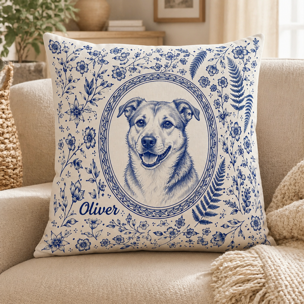 Vintage Toile Pet Cameo Pillow – Photo-to-Illustration with Name - Personalized Pillow bbc885a2-9511-4b09-a4c3-f1dc1d25b739.png