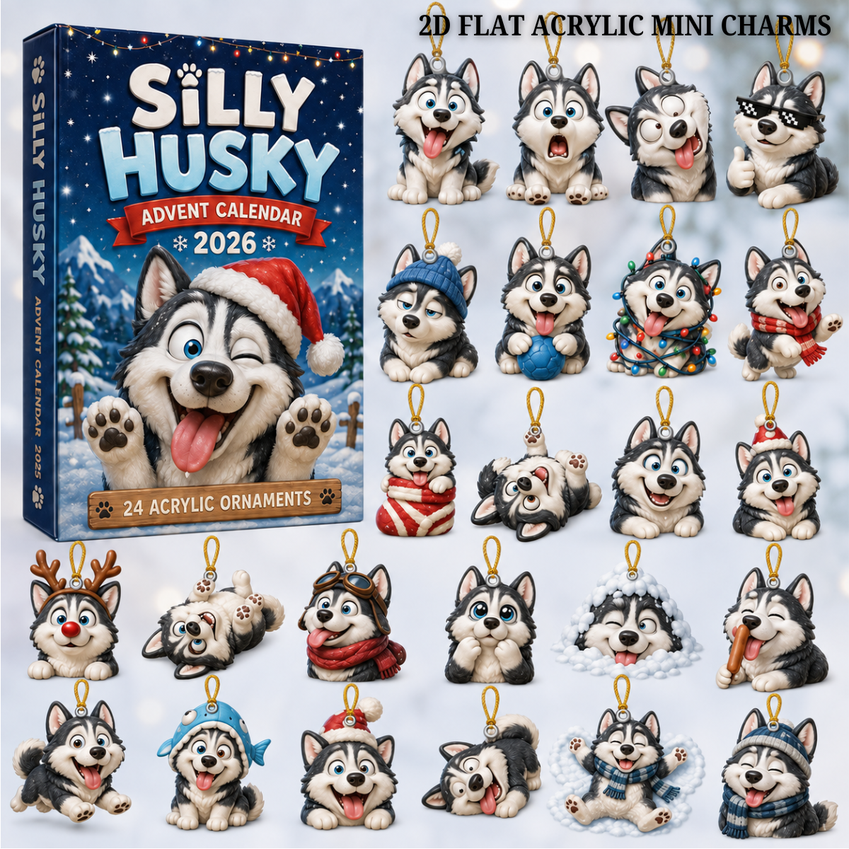 Silly Husky Advent Calendar 2026 - 24-Day Festive Countdown, Acrylic Charms Blind Box - Gift For Husky Lovers bbd2339e-b106-46b3-b028-07b7584b8b59-husky-text.png