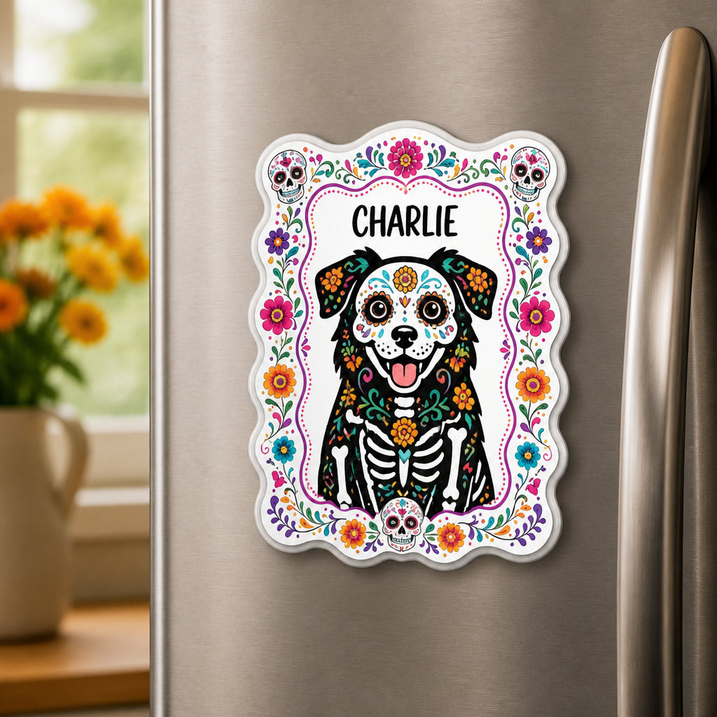 Calavera Pet Portrait Fridge Magnet – Upload Photo & Name - Personalized Custom Shape Fridge Magnet bbdd0606-2dd5-47ec-ab45-43b857221608.jpg