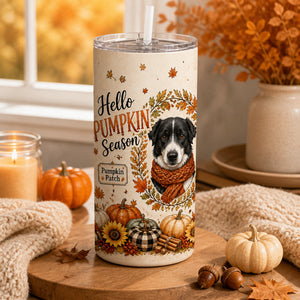 Hello Pumpkin Season Custom Pet Portrait Skinny Tumbler - Personalized Tumbler bbe4b55d-fa6b-40d8-9843-af378f247517.jpg